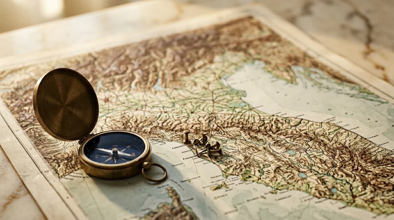 Mappa di città italiana con pin posizionati sulle attività commerciali