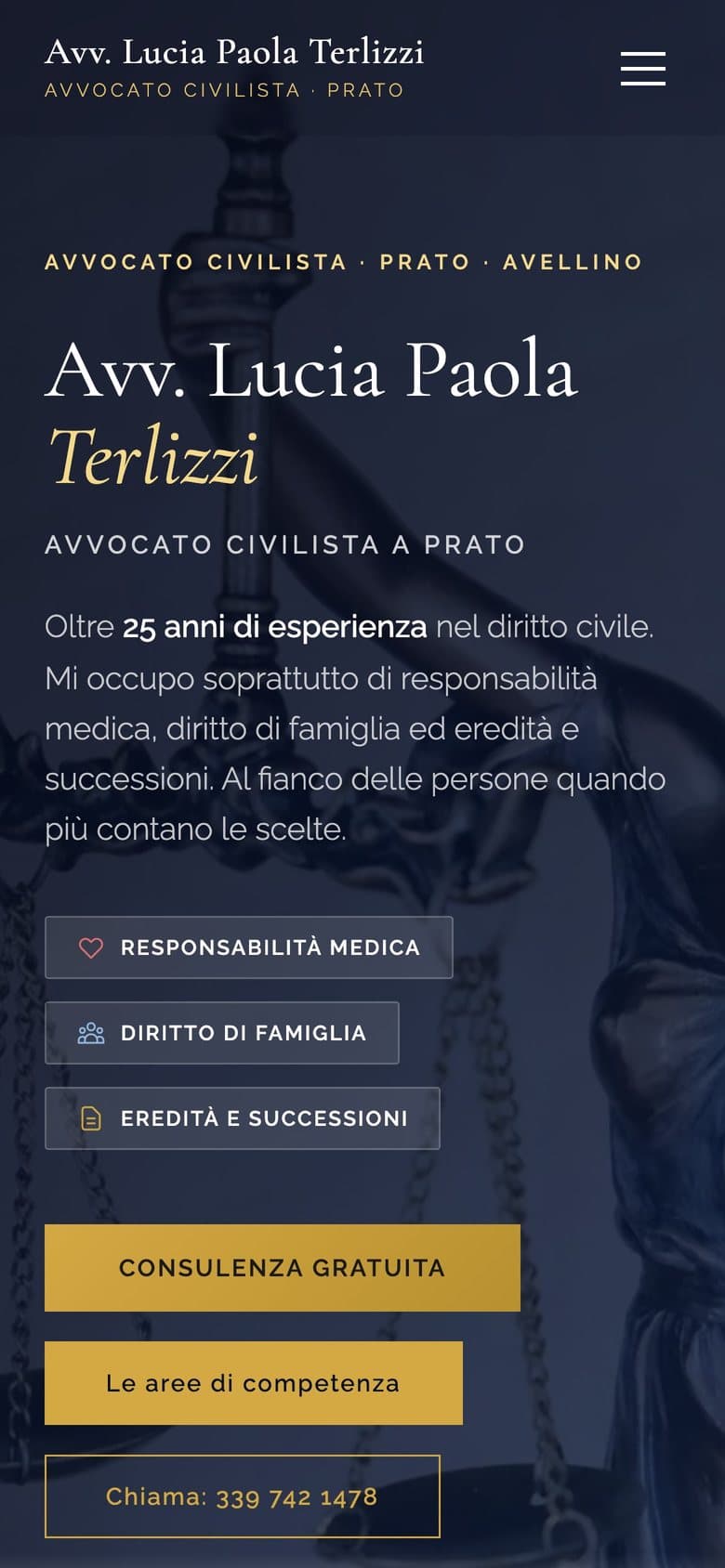 Il sito di Avv. Lucia Paola Terlizzi da telefono, schermata 1 di 3