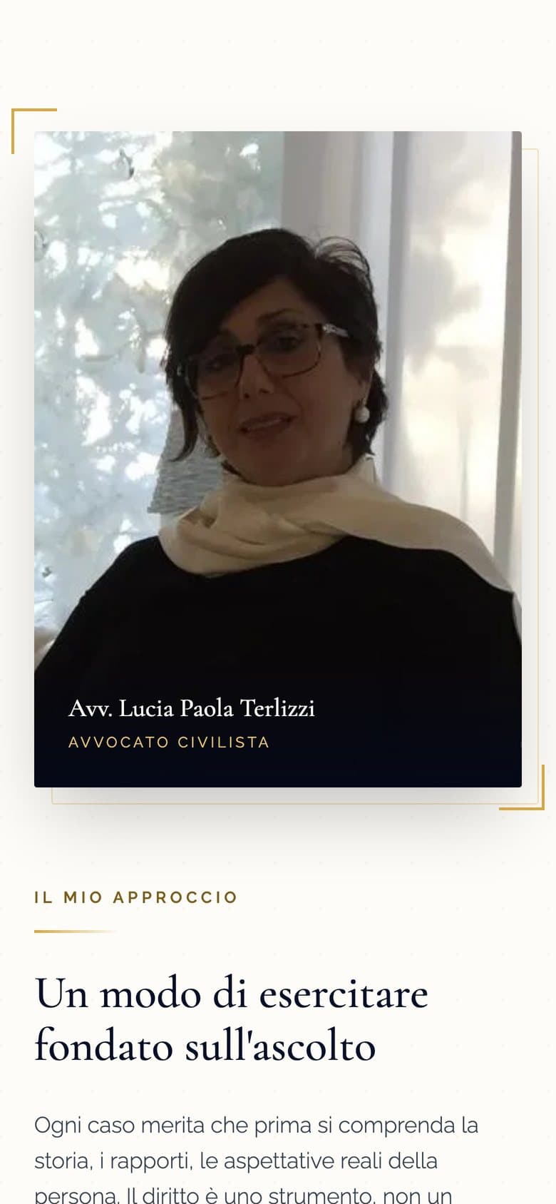 Il sito di Avv. Lucia Paola Terlizzi da telefono, schermata 2 di 3