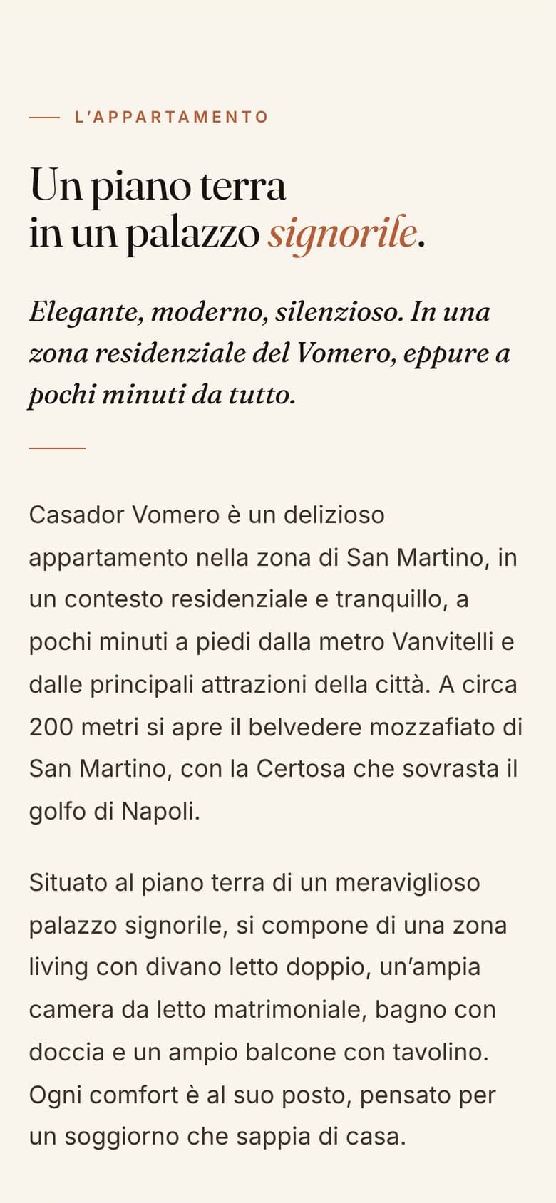 Il sito di Casador Vomero da telefono, schermata 3 di 3