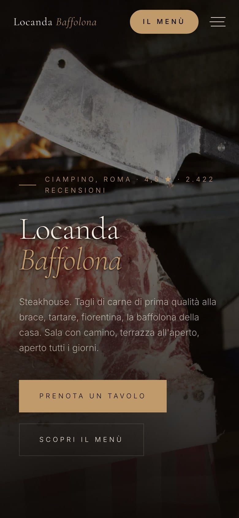 Il sito di Locanda Baffolona da telefono, schermata 1 di 3