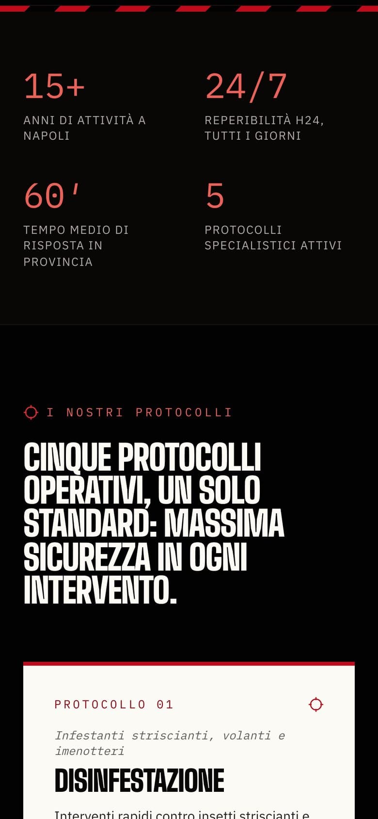 Il sito di SP Disinfestazioni da telefono, schermata 2 di 3