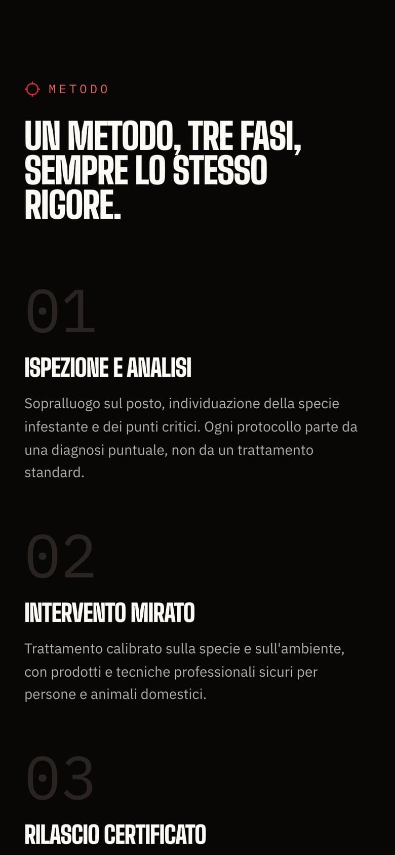 Il sito di SP Disinfestazioni da telefono, schermata 3 di 3