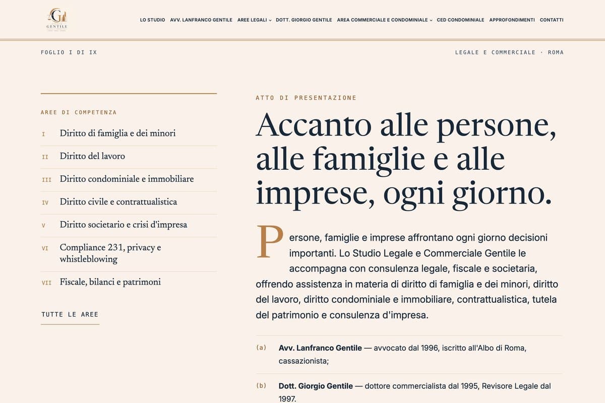 Il sito di Studio Legale e Commerciale Gentile