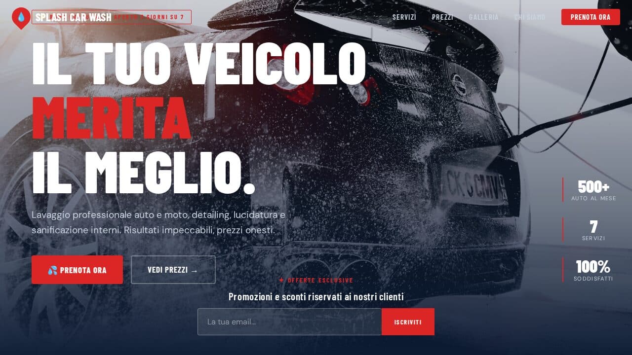 Anteprima del template Webica per Lavaggio professionale: Autolavaggio