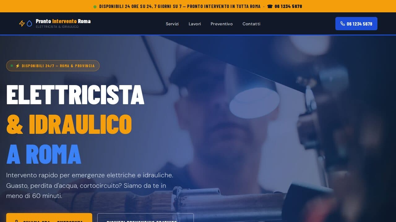 Anteprima del template Webica per Assistenza h24: Elettricista