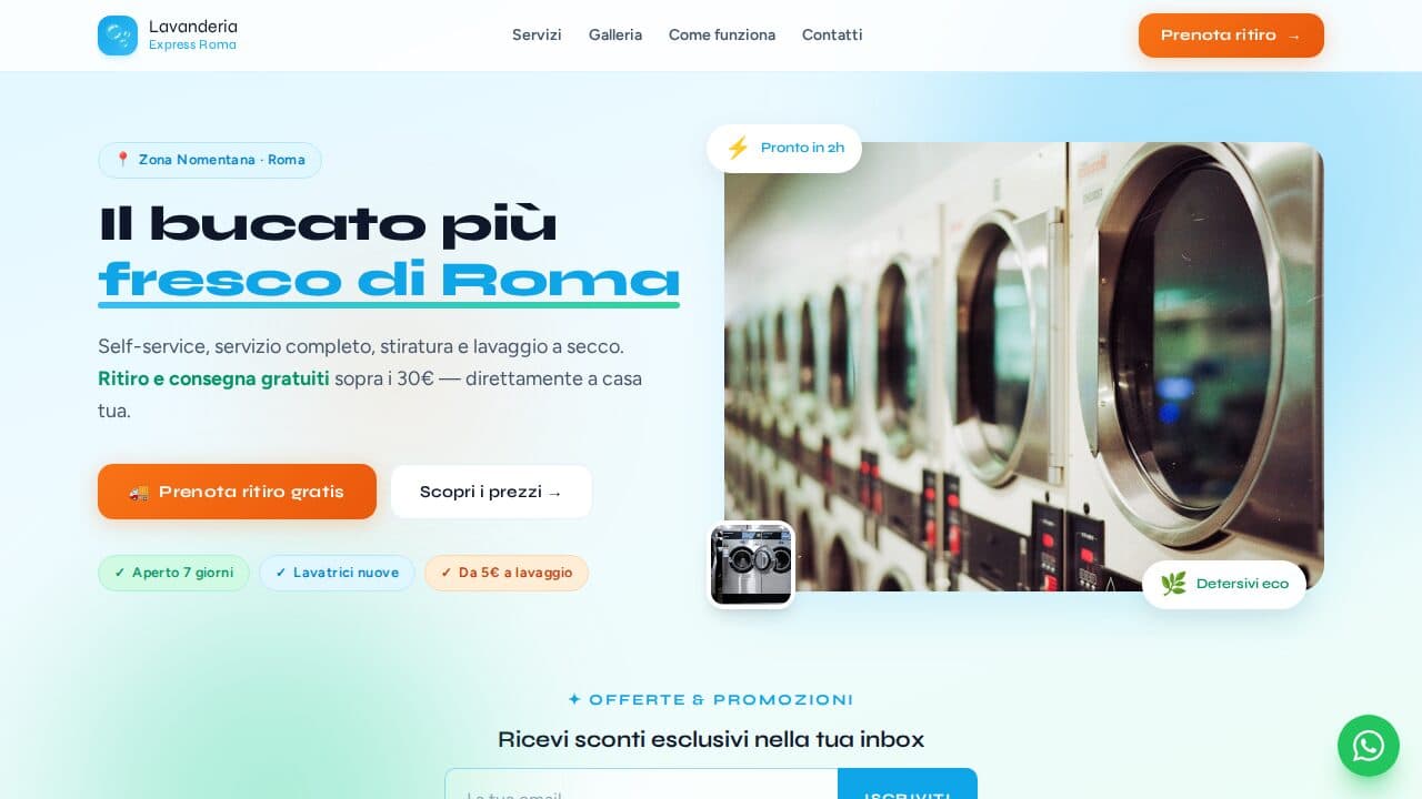 Anteprima del template Webica per Lavaggio & stiro: Lavanderia