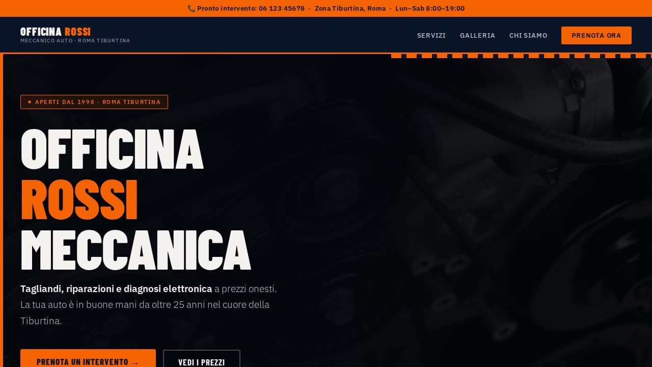 Anteprima del template Webica per Officina auto: Meccanico