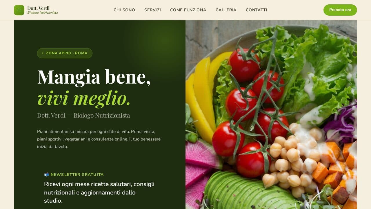 Anteprima del template Webica per Piani alimentari: Nutrizionista