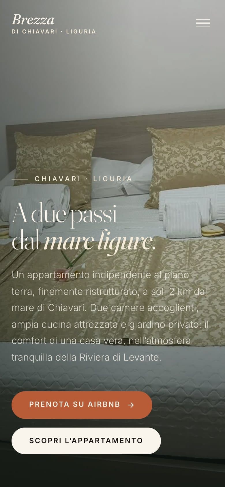 Il sito di Brezza di Chiavari da telefono, schermata 1 di 3