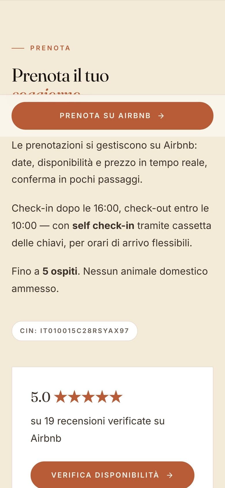 Il sito di Brezza di Chiavari da telefono, schermata 2 di 3
