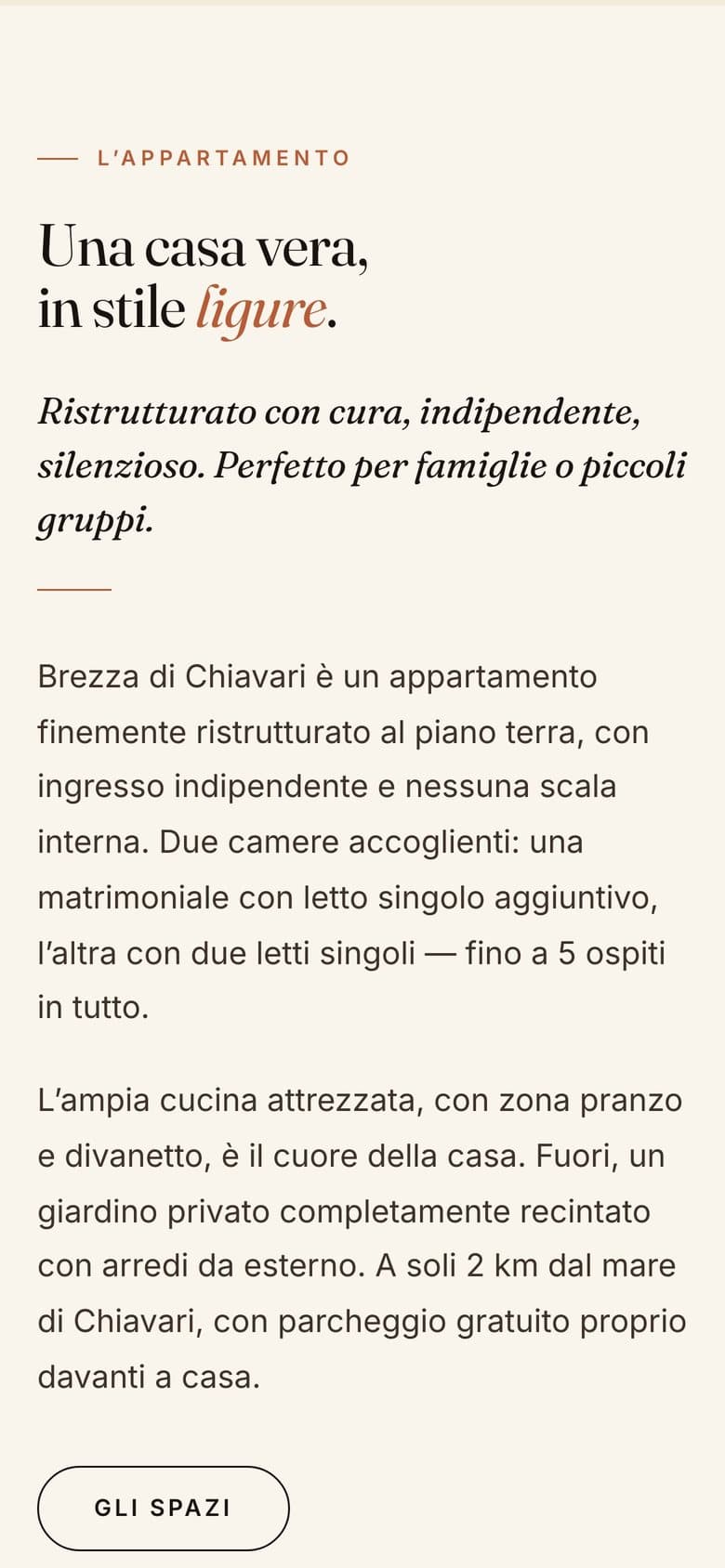 Il sito di Brezza di Chiavari da telefono, schermata 3 di 3