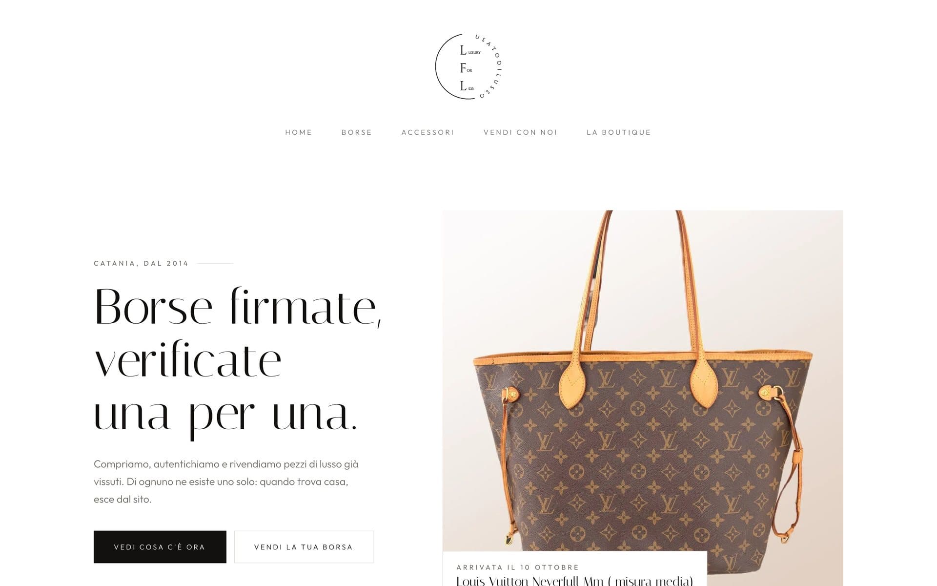 La home del sito di Luxury For Less, da computer
