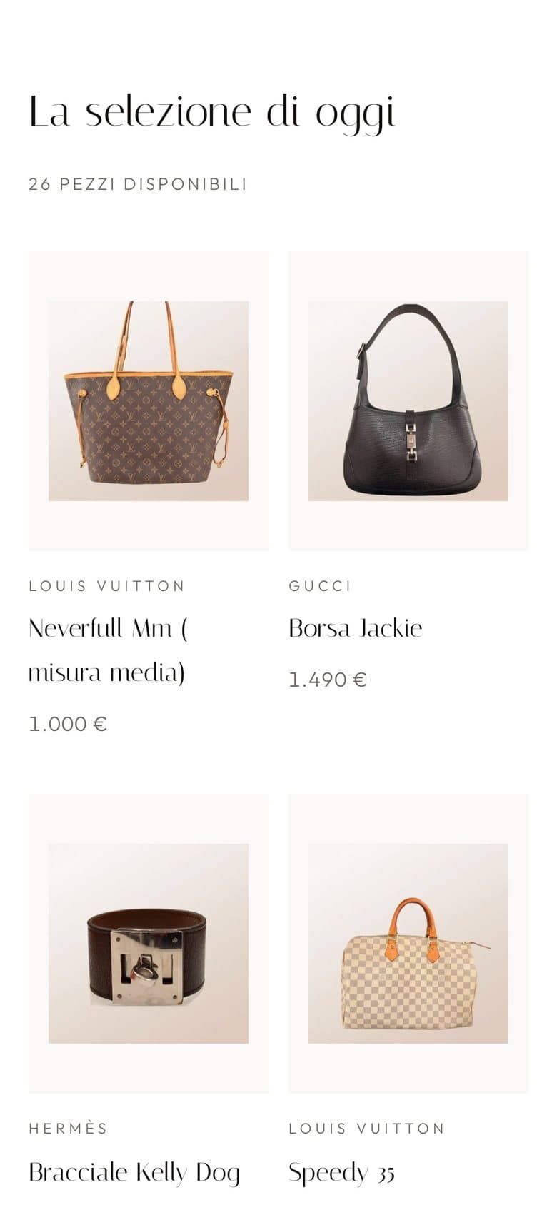 Il sito di Luxury For Less da telefono, schermata 2 di 3