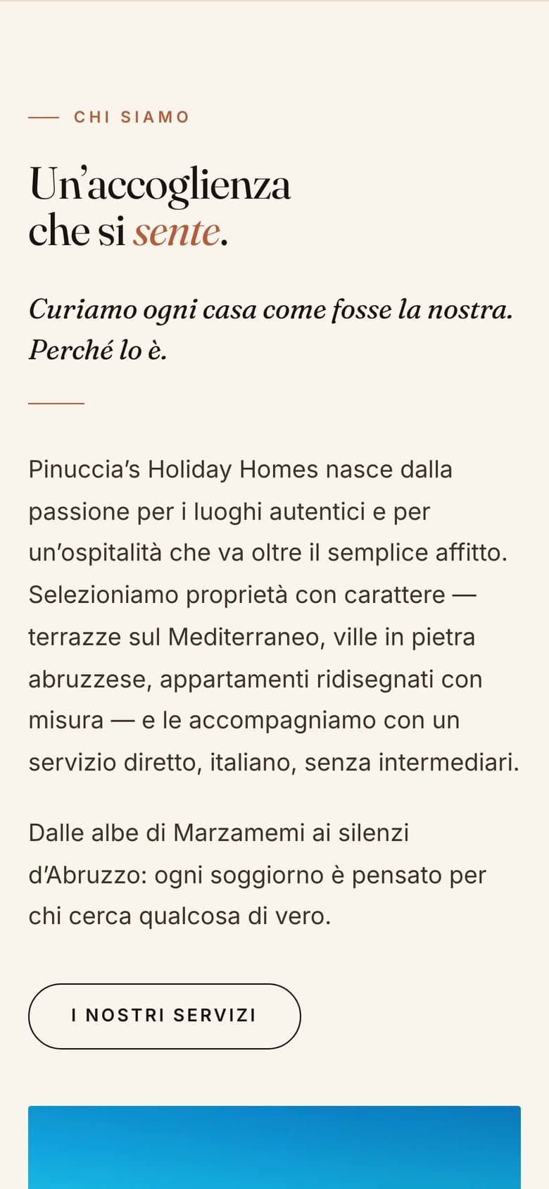 Il sito di Agenzia Pinuccia's Holiday Homes da telefono, schermata 2 di 3