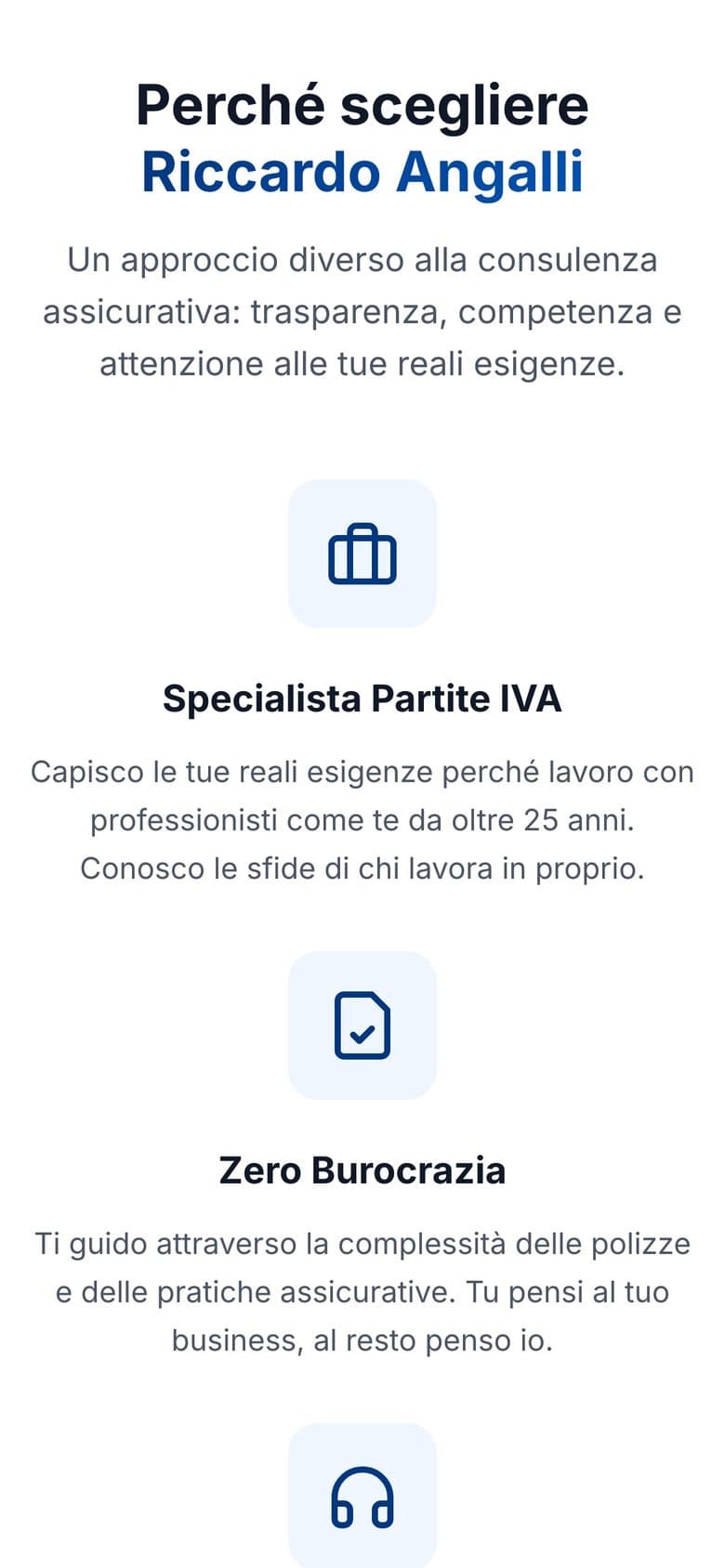 Il sito di RD Assicurazioni da telefono, schermata 2 di 3
