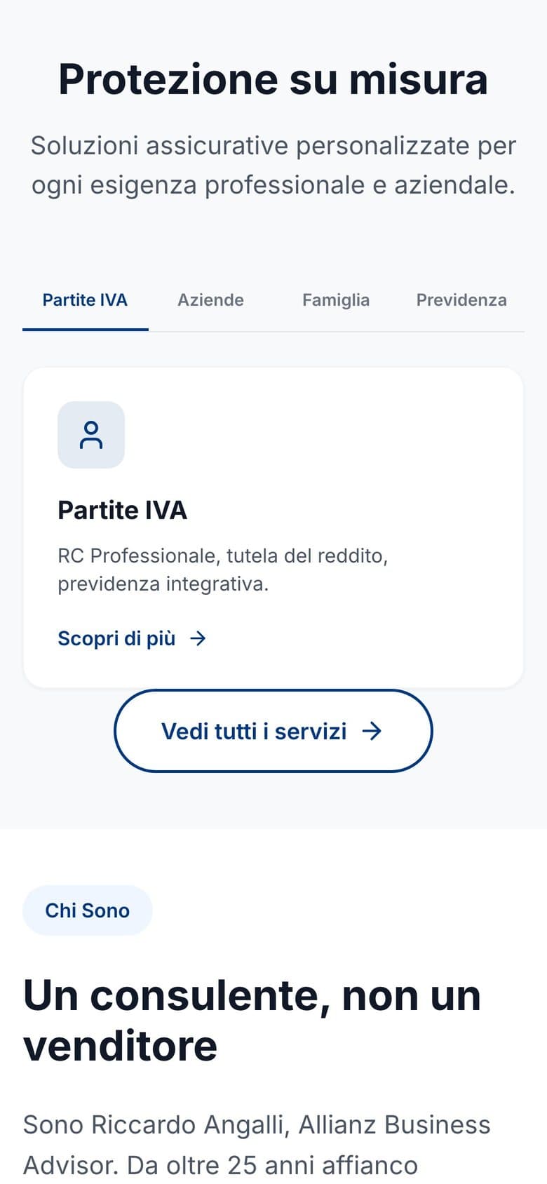 Il sito di RD Assicurazioni da telefono, schermata 3 di 3
