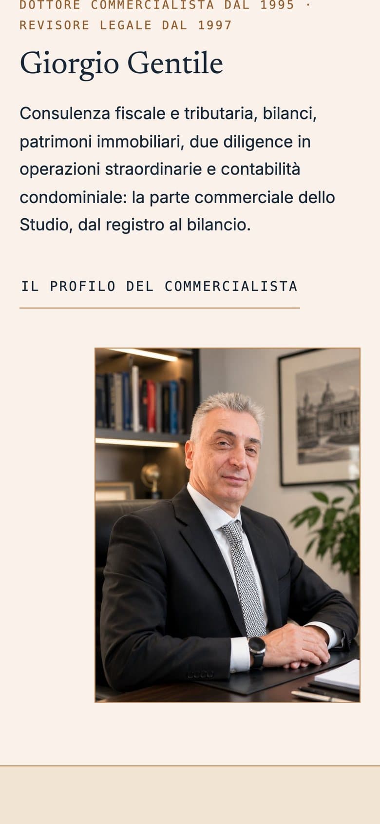 Il sito di Studio Legale e Commerciale Gentile da telefono, schermata 3 di 3