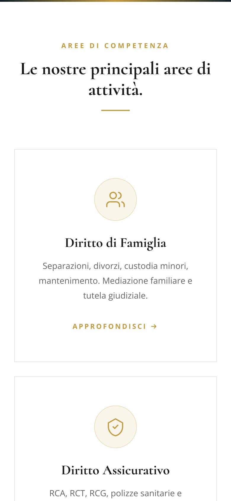 Il sito di Studio Legale Annalisa Papa da telefono, schermata 2 di 3