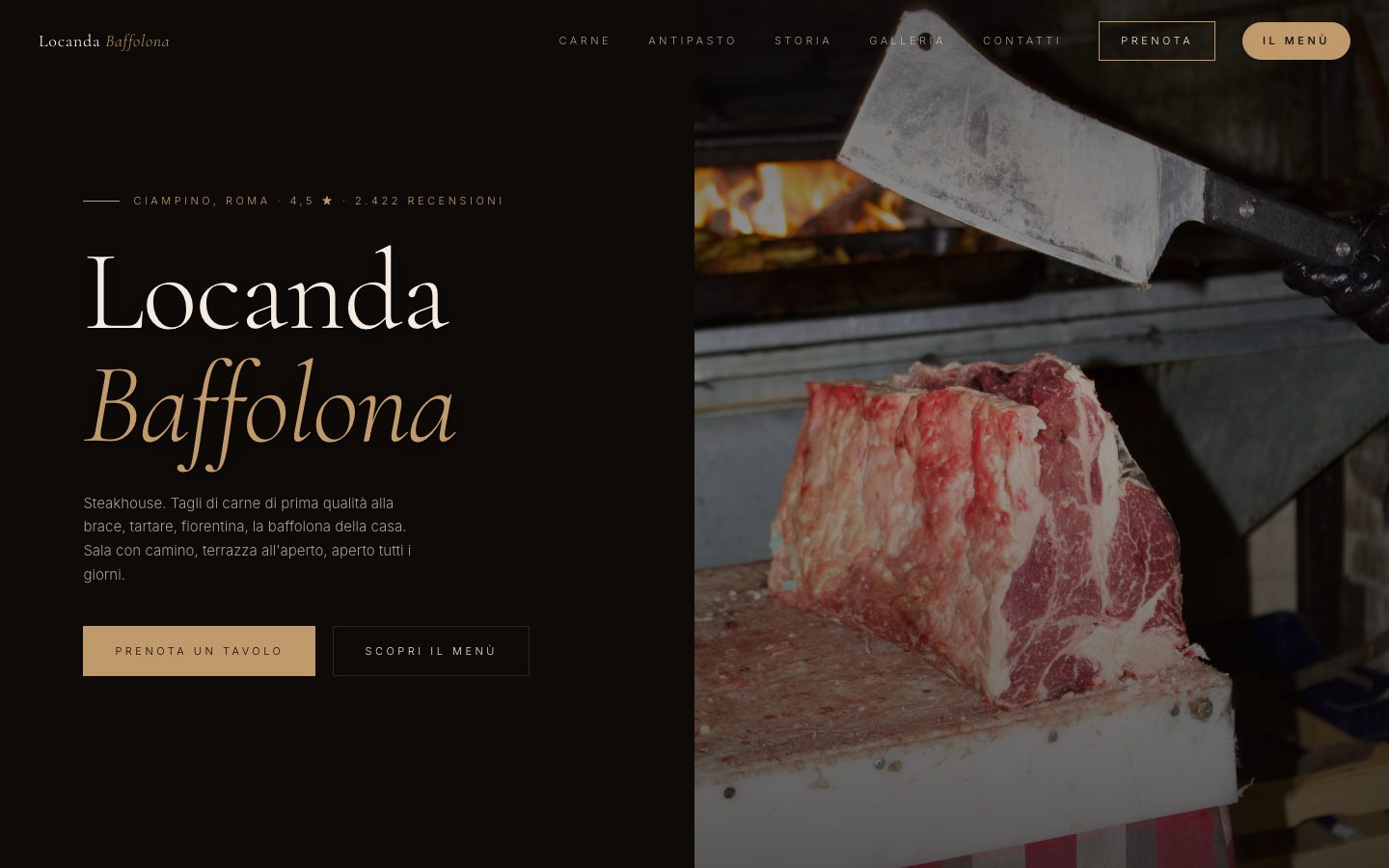 Il sito di Locanda Baffolona, costruito da Webica Labs.