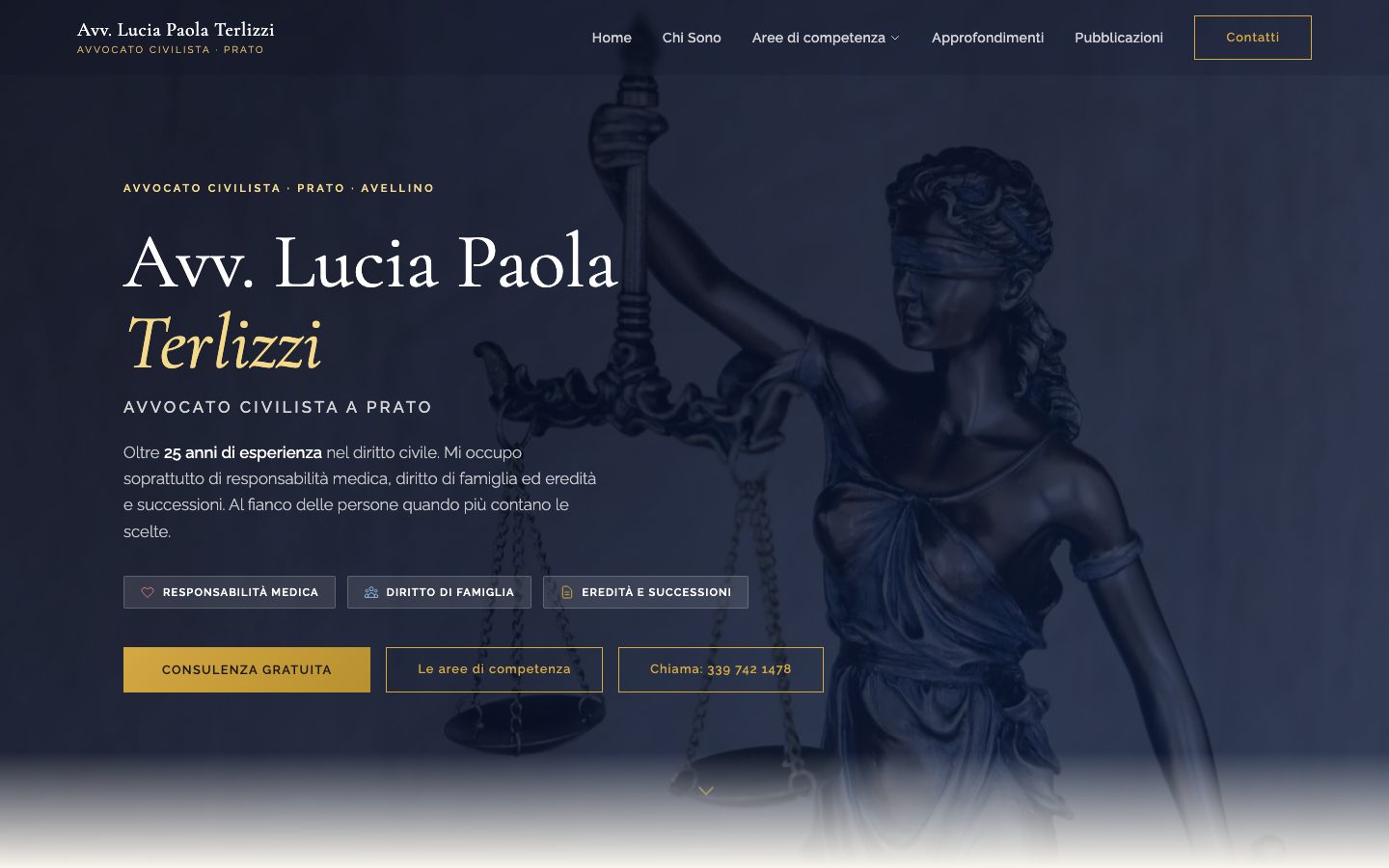 Il sito di Avv. Lucia Paola Terlizzi, costruito da Webica Labs.